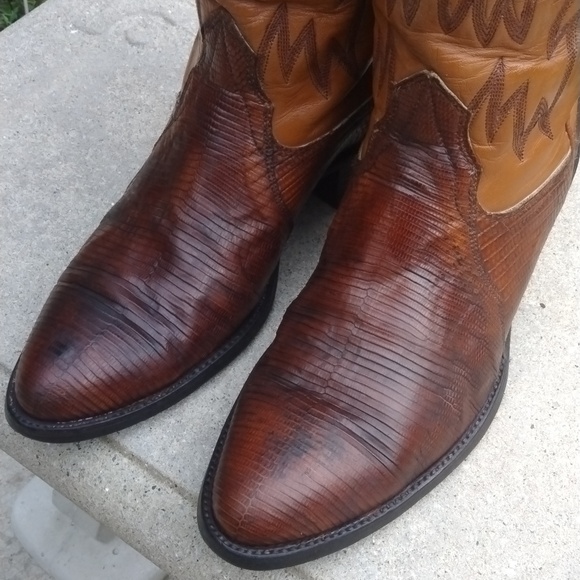 Nocona Mens Boots Lizard Skin Brown Leather Cowboy Western Size 9D - Picture 11 of 12